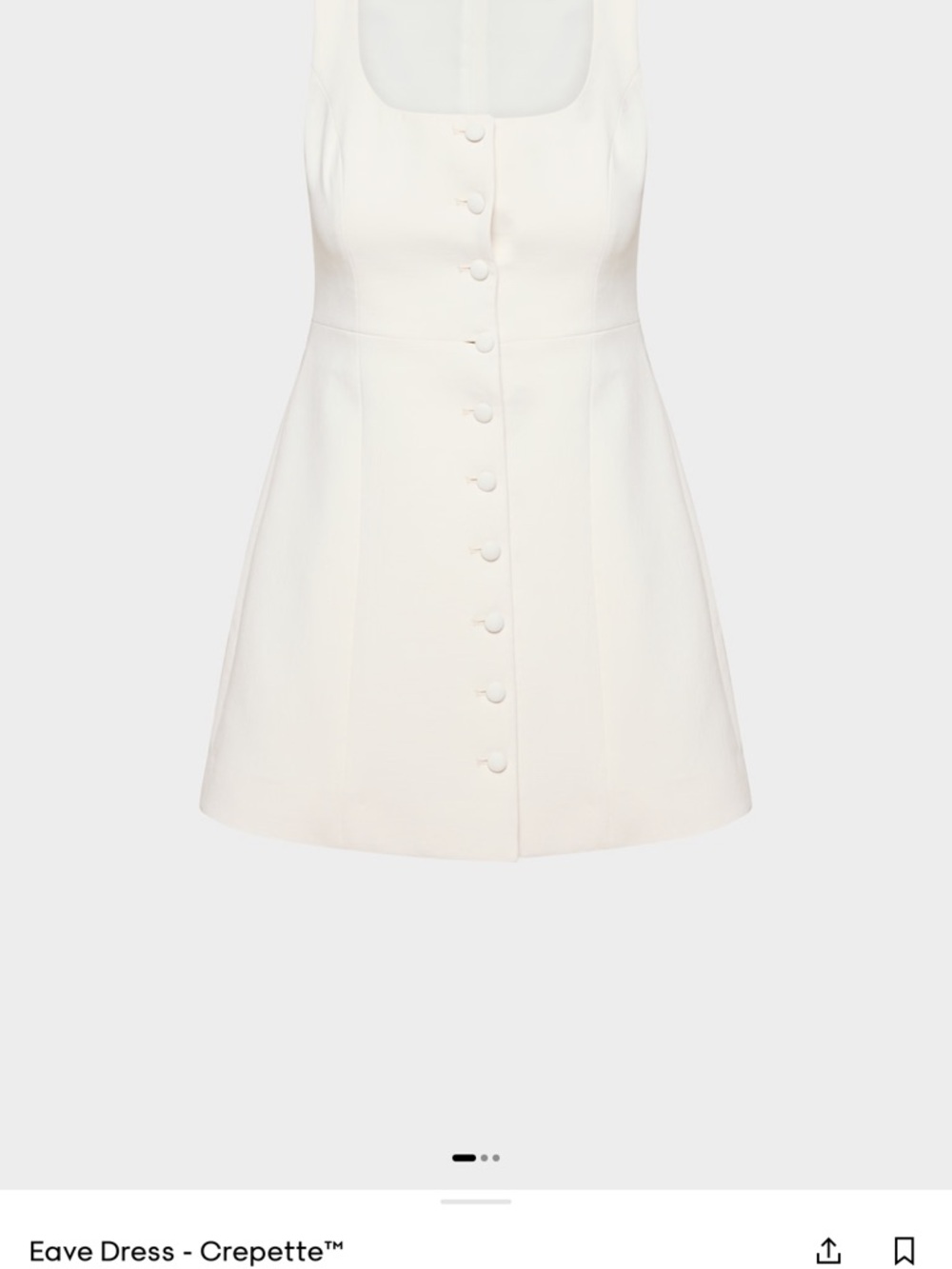 Aritzia Cream Mini Dress with Front Buttons